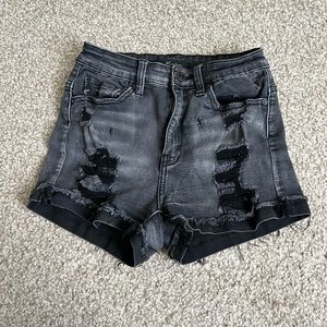 KanCan Black Ripped Jean Shorts